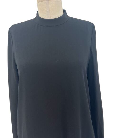 Eileen Fisher Pullover Blouse‎ Top Long Sleeve Mock Neck Silk Black Size XXS - Picture 2 of 13